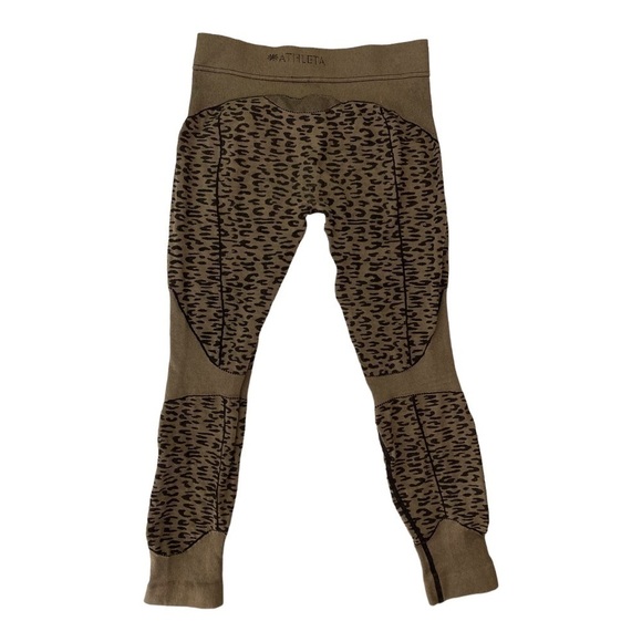 Athleta Leopard Cheetah Animal Print Leggings Pants Tights Made in Italy - Picture 2 of 7